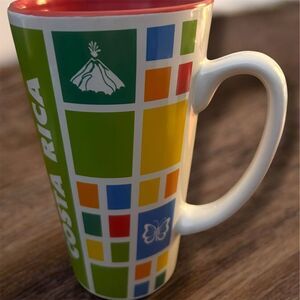 Costa Rica Souvenir Tall Travel Coffee Tea Mug Cup Symbols Icons Red Green White